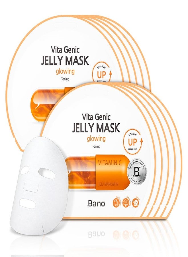 Bano Vita Genic Jelly Face Glowing Mask 10EA – Hydrating Sheet Mask for Sensitive Skin, Korean Glass Skin Care with Vitamin C, Biotin & Niacinamide, Fragrance-Free - Image 1